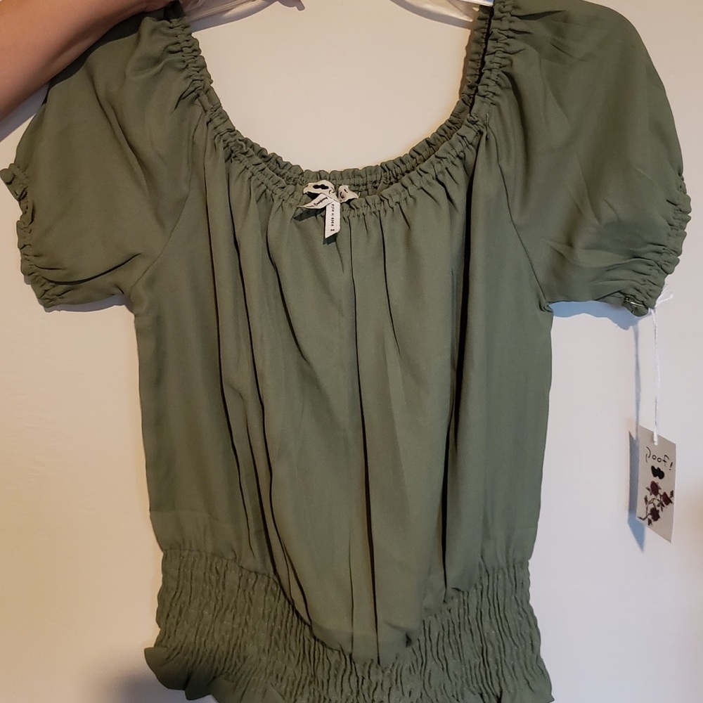 NWT Poof! Dark Green Blouse